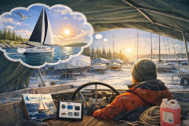 Drømmer om en seil sommer på vinteropplaget