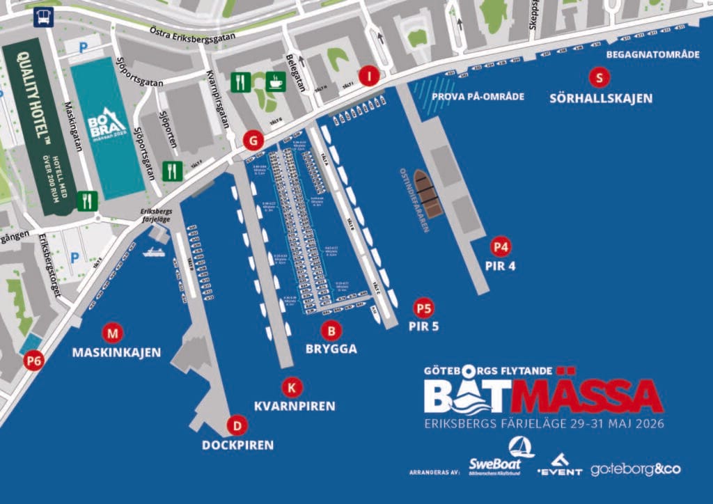 Kart over Göteborgs flytande båtmässa