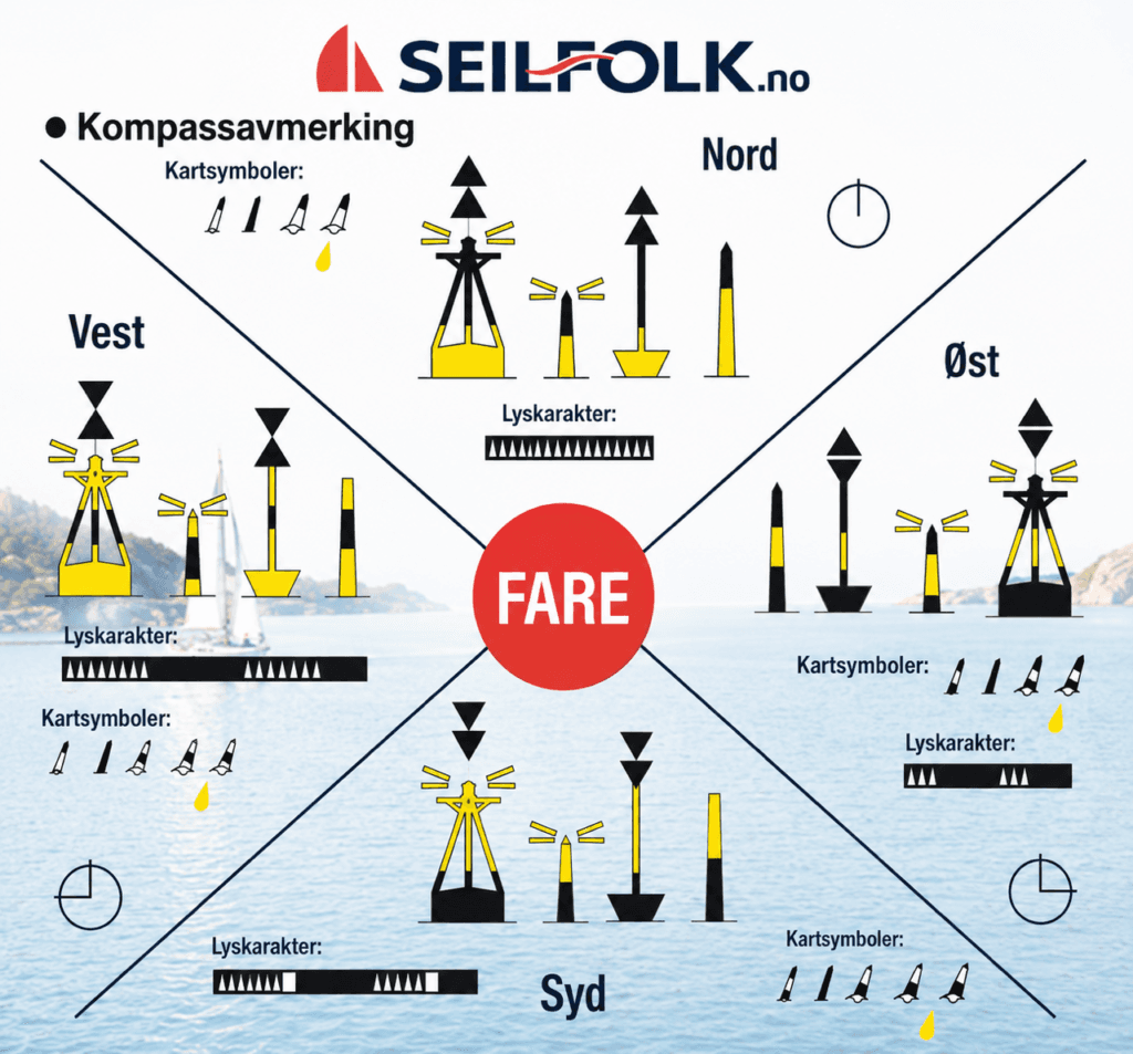 Toppmerkene avslører himmelretningen – lær å lese kjeglene, så kjenner du igjen kardinalmerkene på sekunder.